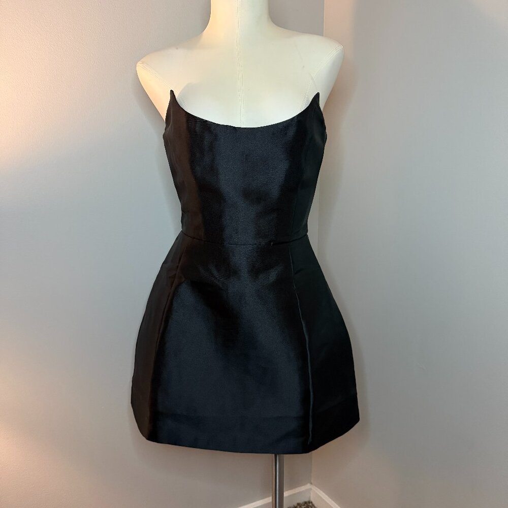 Heiress Beverly Hills Black Satin Look Corset Back Mini Dress Small
